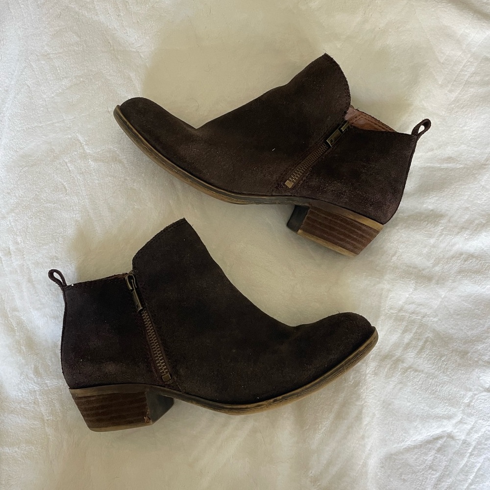 Brown Suede Lucky Brand Ankle Boots